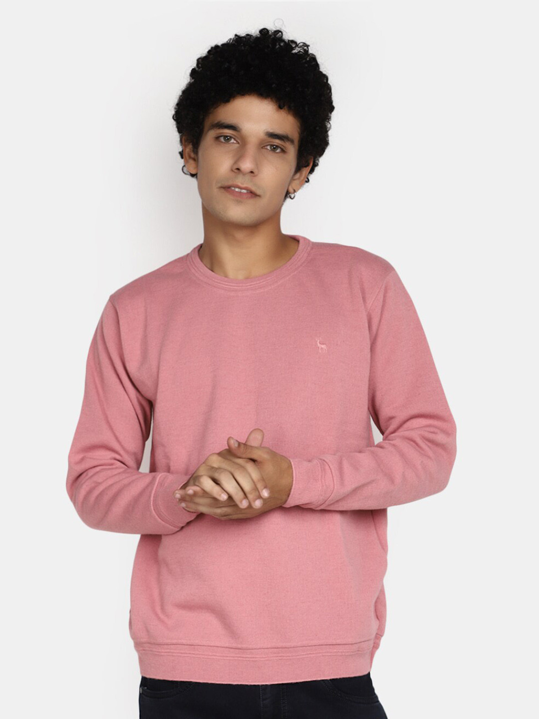 

V-Mart Round Neck Cotton Pullover Sweater, Pink