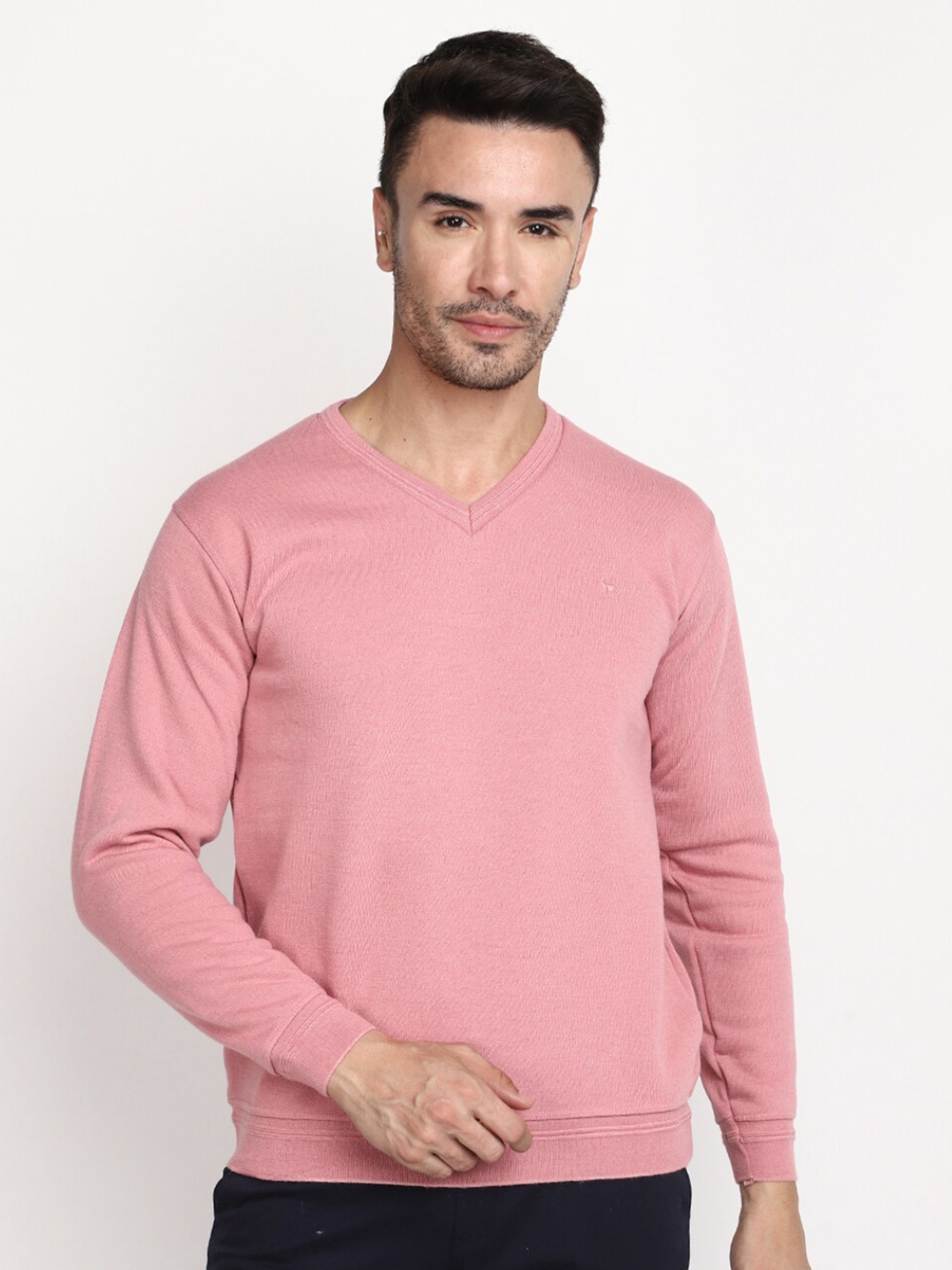 

V-Mart V-Neck Cotton Pullover, Pink