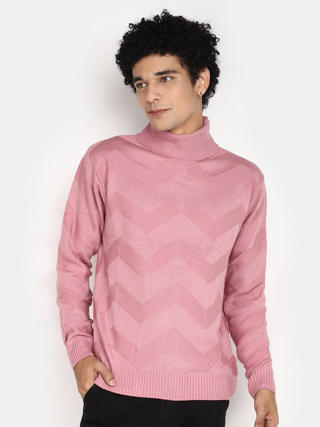

V-Mart Self Design Cotton Pullover, Pink