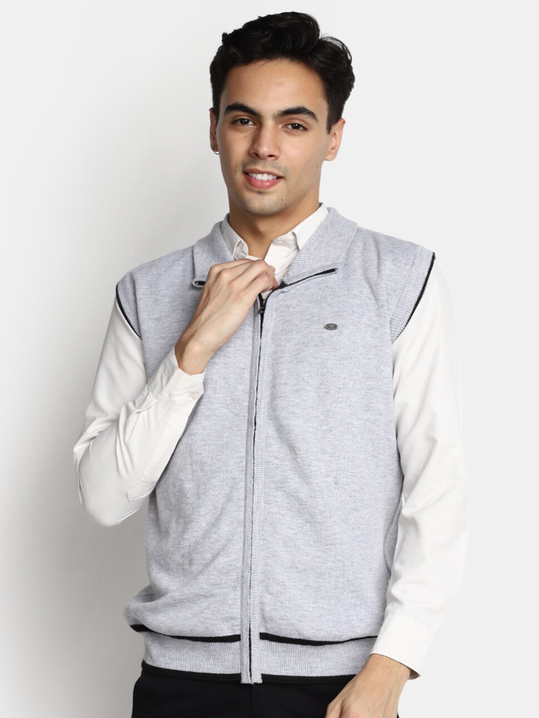 

V-Mart Polo Collar Cotton Sweater Vest, Grey