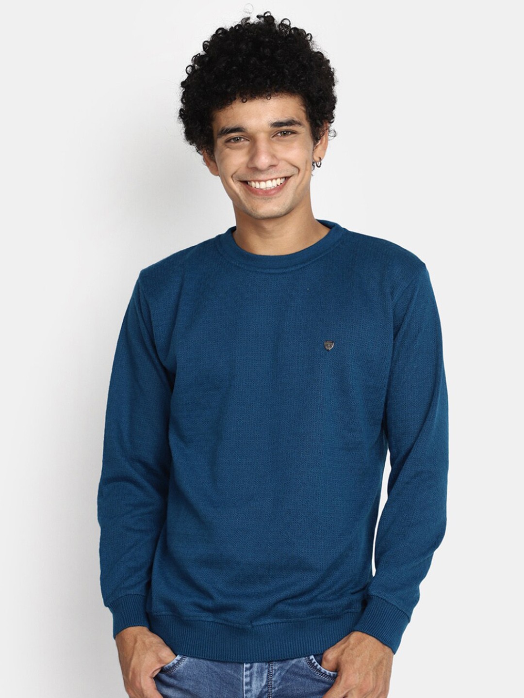 

V-Mart Round Neck Cotton Pullover, Teal