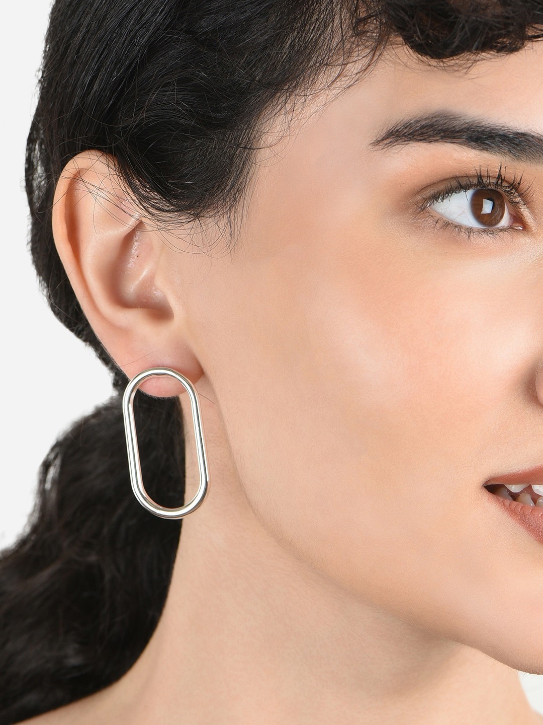 

ToniQ Silver-Plated Geometric Drop Earrings