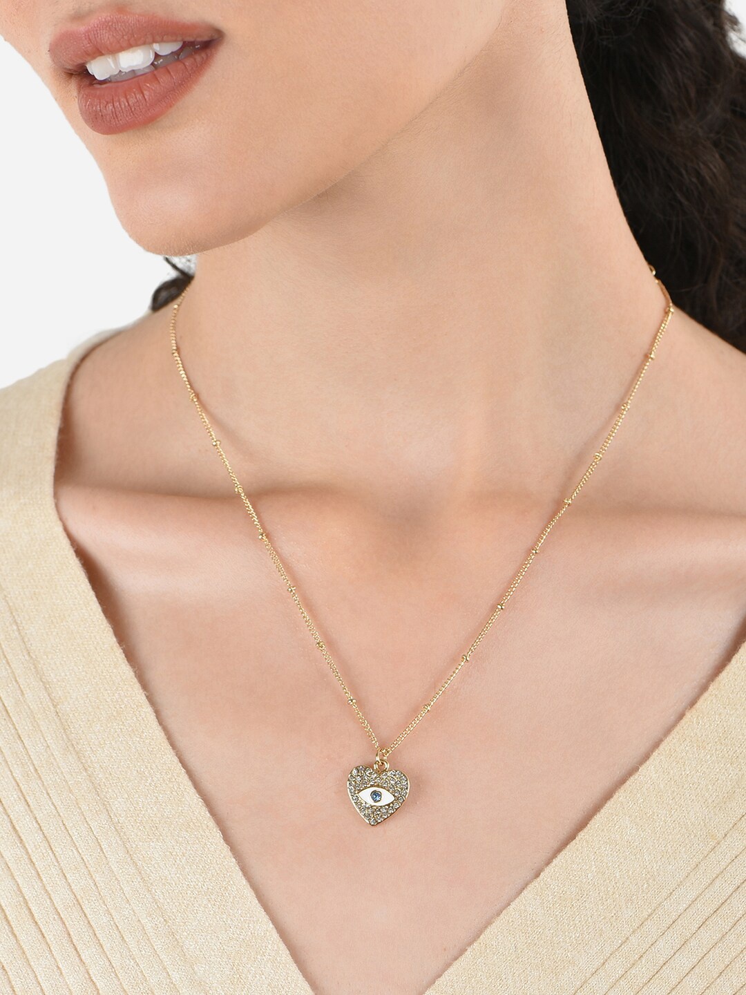 

ToniQ Gold Plated Evil Eye Cubic Zirconia Studded Chain