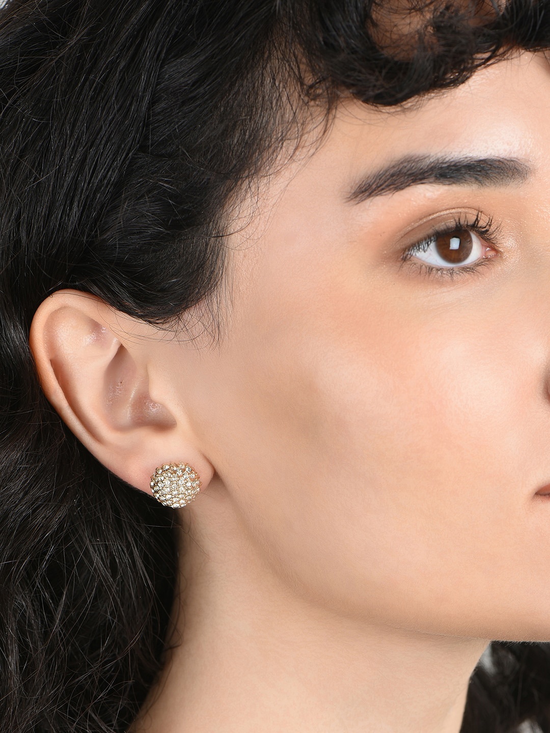 

ToniQ Gold-Plated Geometric Studs Earrings