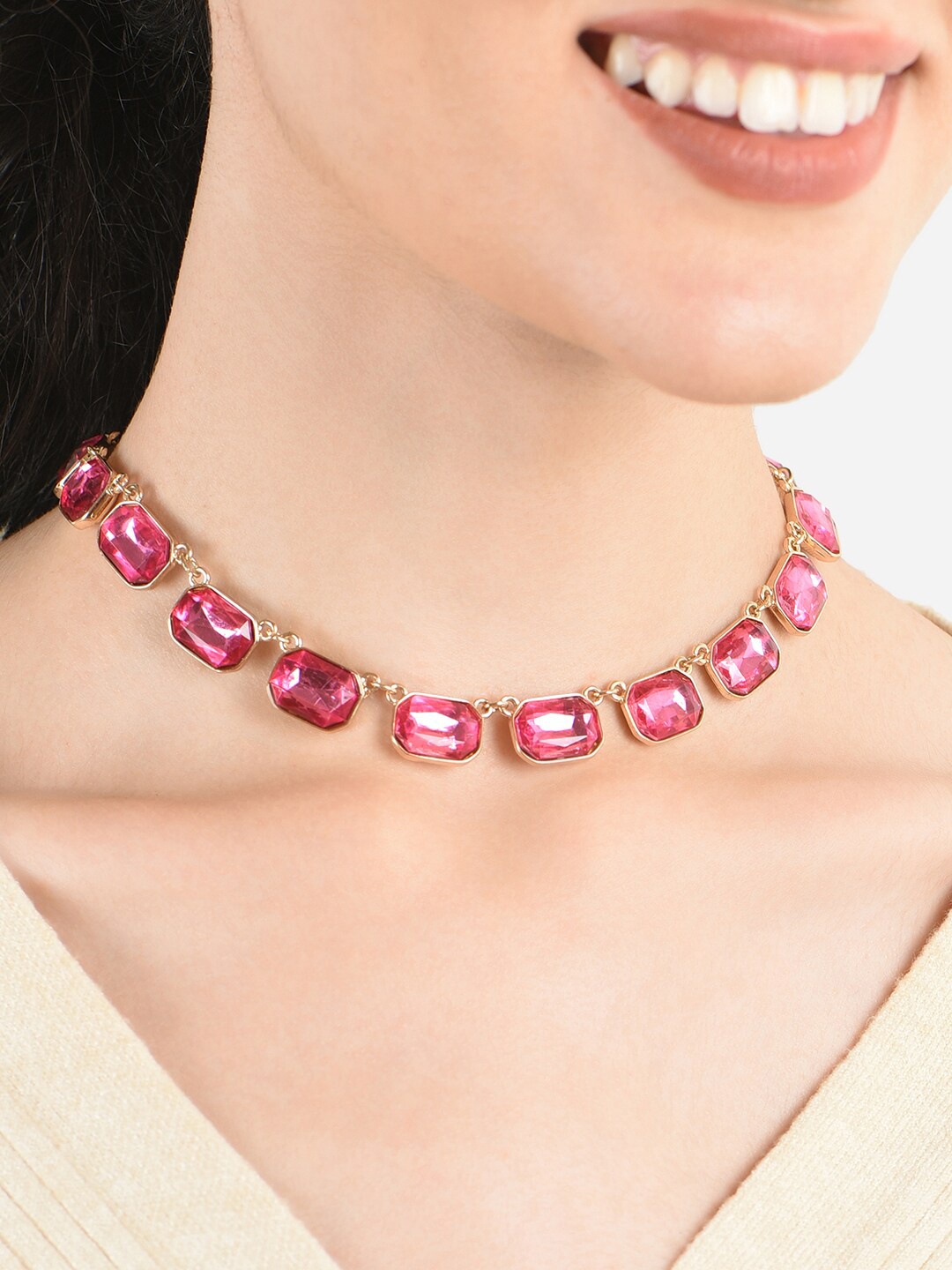 

ToniQ Gold Plated Stone Studded Necklace