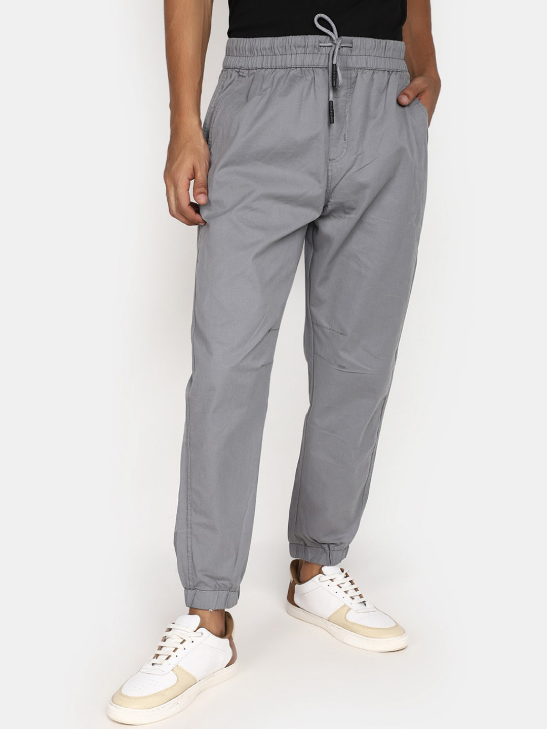 

V-Mart Men Mid-Rise Cotton Joggers, Grey