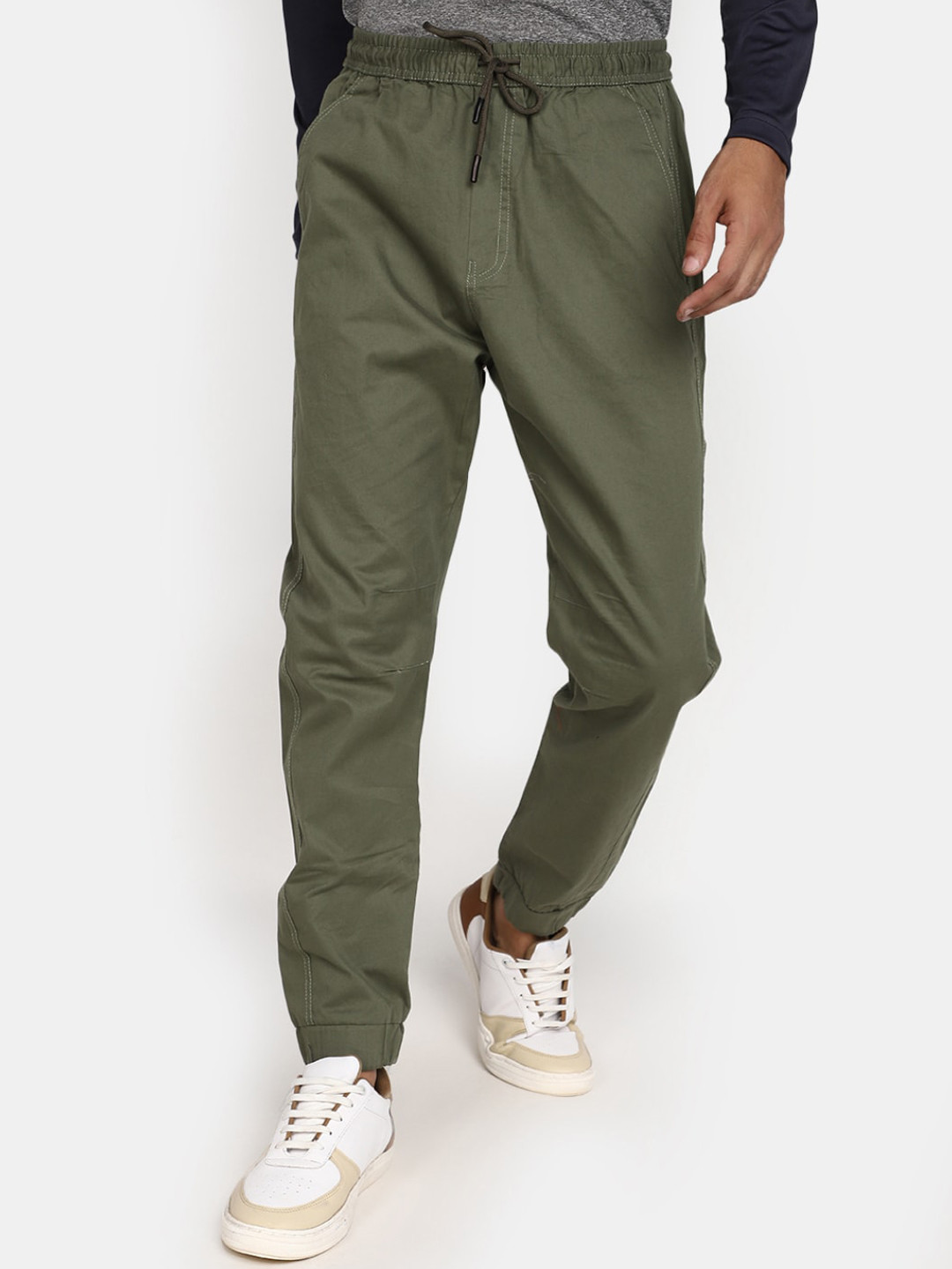 

V-Mart Men Mid Rise Cotton Joggers, Green