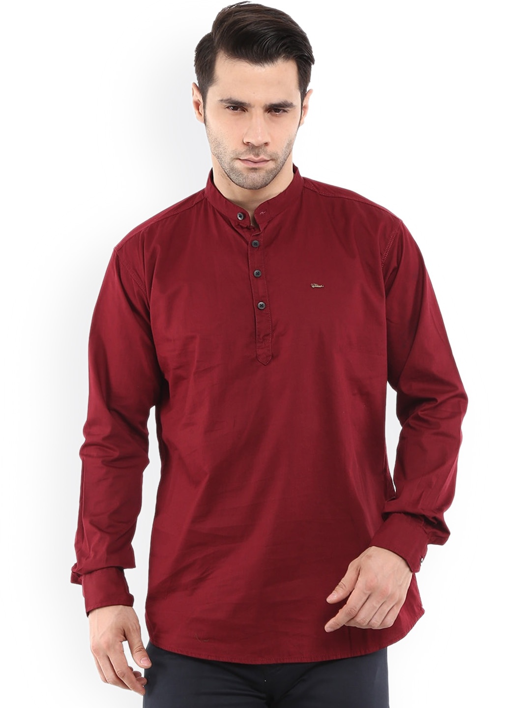 

V-Mart Cotton Mandarin Collar Kurta, Maroon