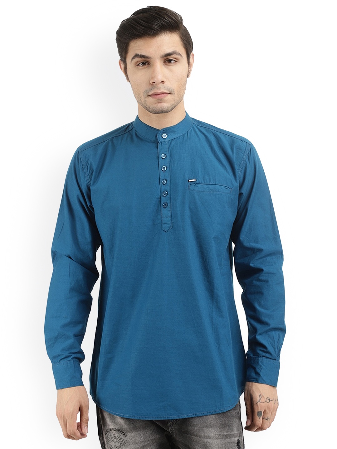 

V-Mart Mandarin Collar Straight Kurta, Blue
