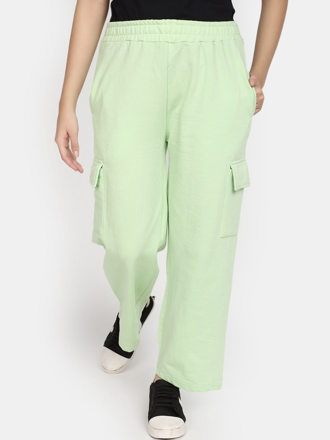 

V-Mart Women Cotton Mid-Rise Track Pants, Green