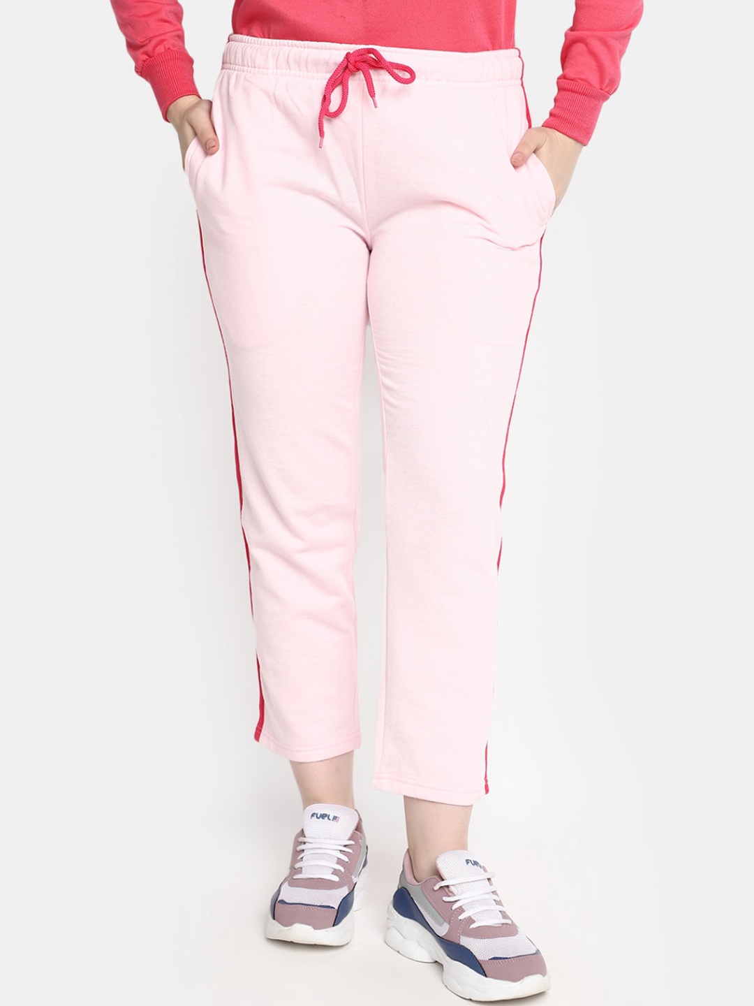 

V-Mart Women Mid-Rise Fleece Track Pants, Pink