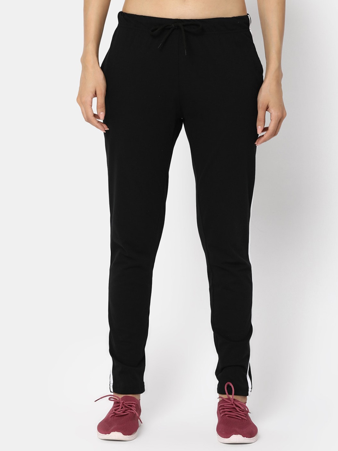 

V-Mart Women Mid-Rise Cotton Track Pants, Black