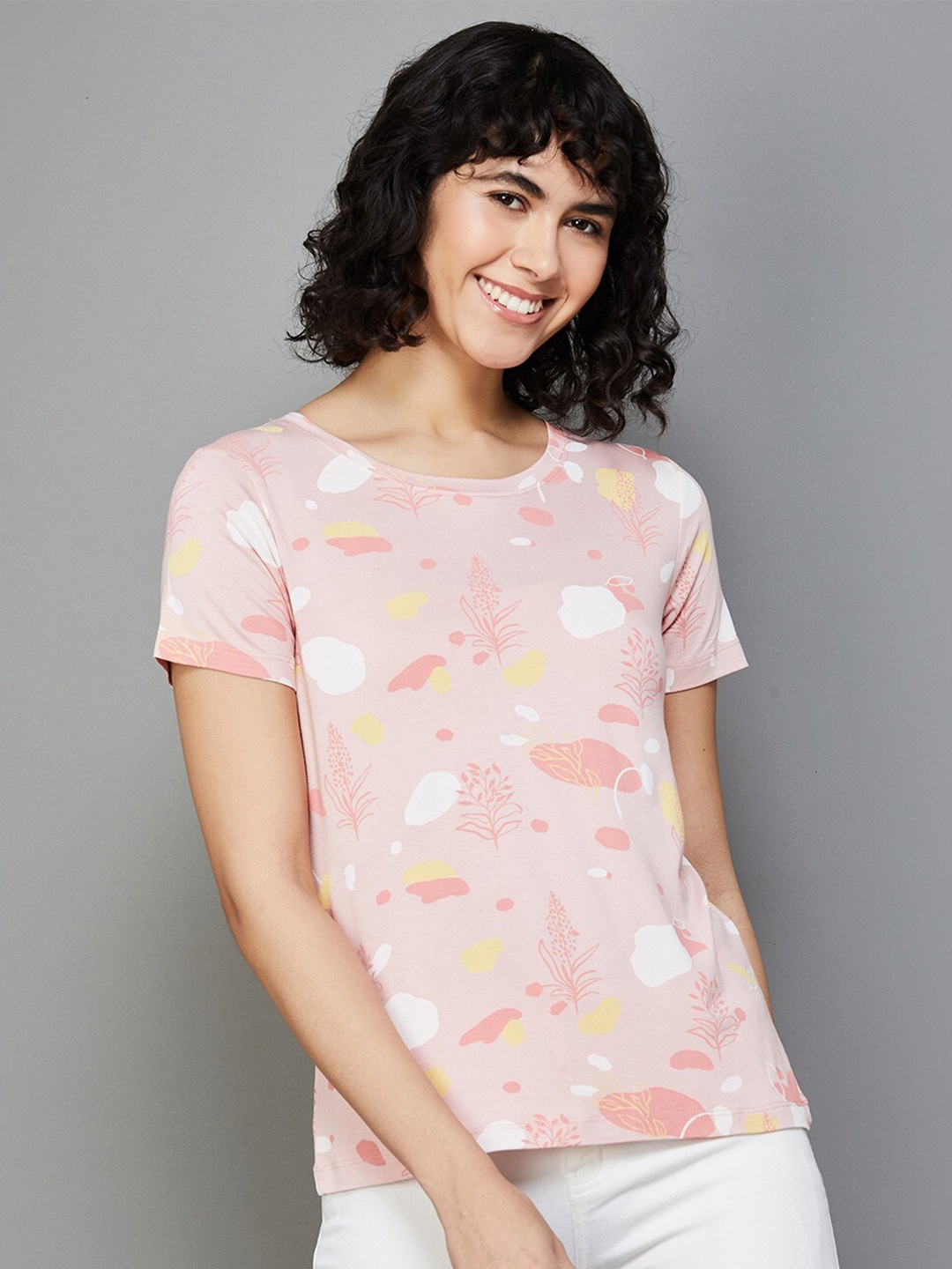 

Colour Me by Melange Conversational Printed T-shirt, Peach