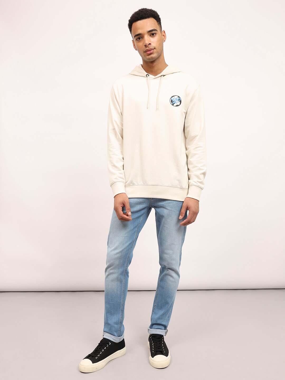 

Lee Typography Printed Hooded Neck Long Sleeve Cotton Pullover Sweatshirt, Beige