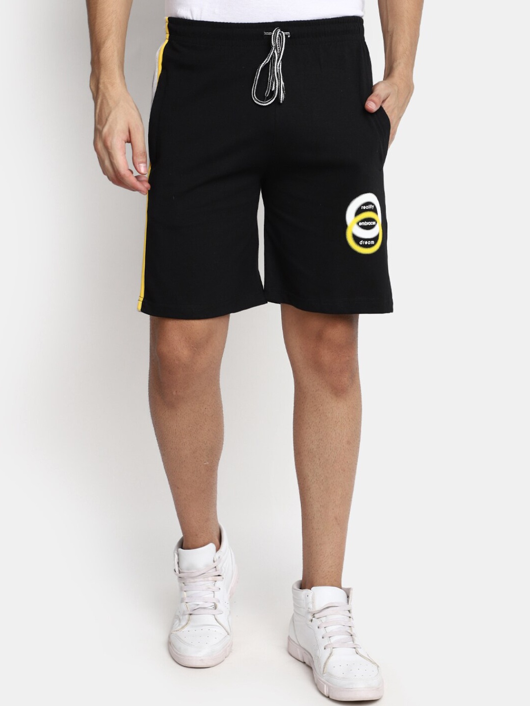 

V-Mart Men Regular Fit Mid-Rise Cotton Shorts, Black