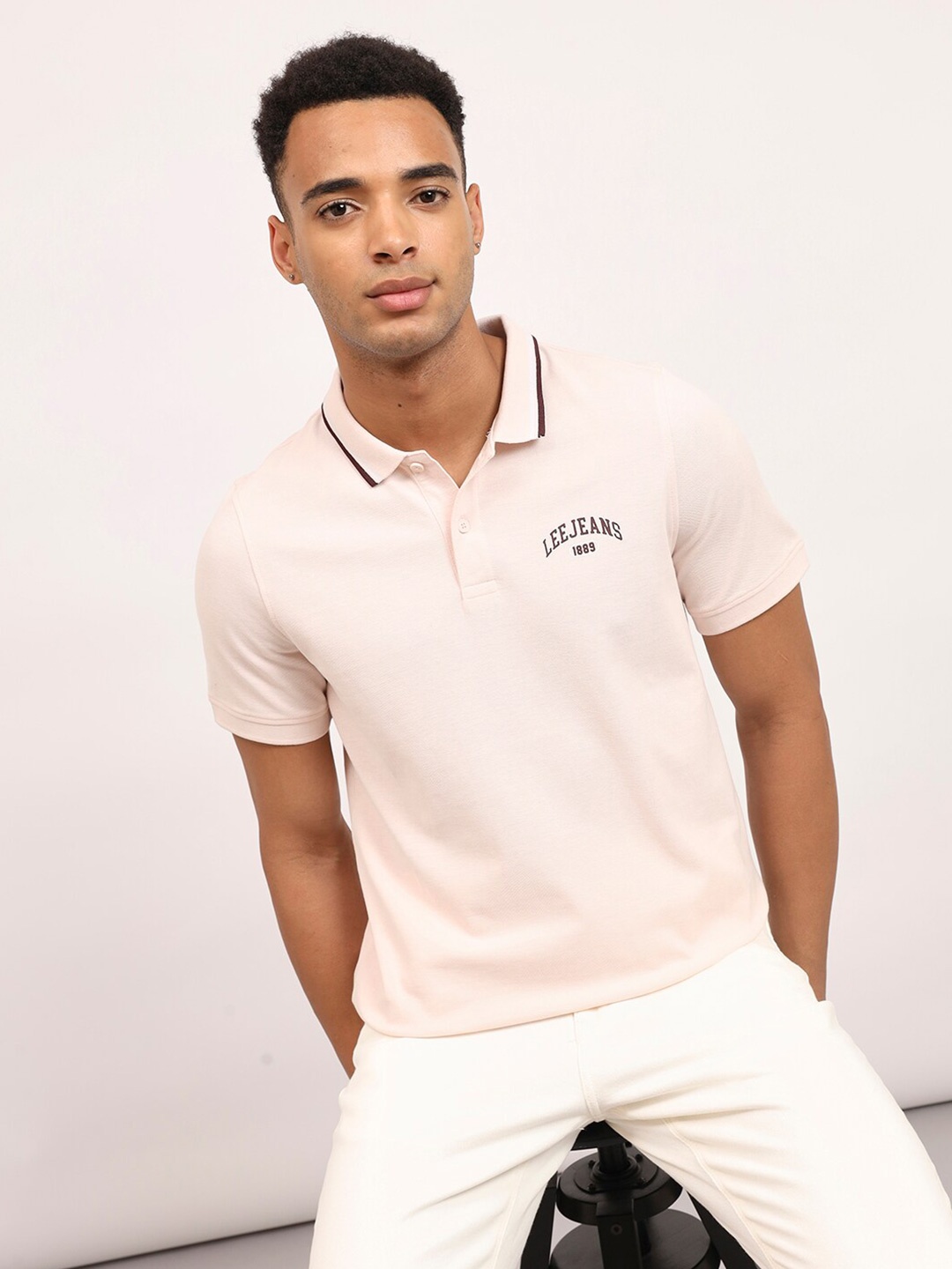 

Lee Polo Collar Slim Fit Cotton T-Shirt, Pink