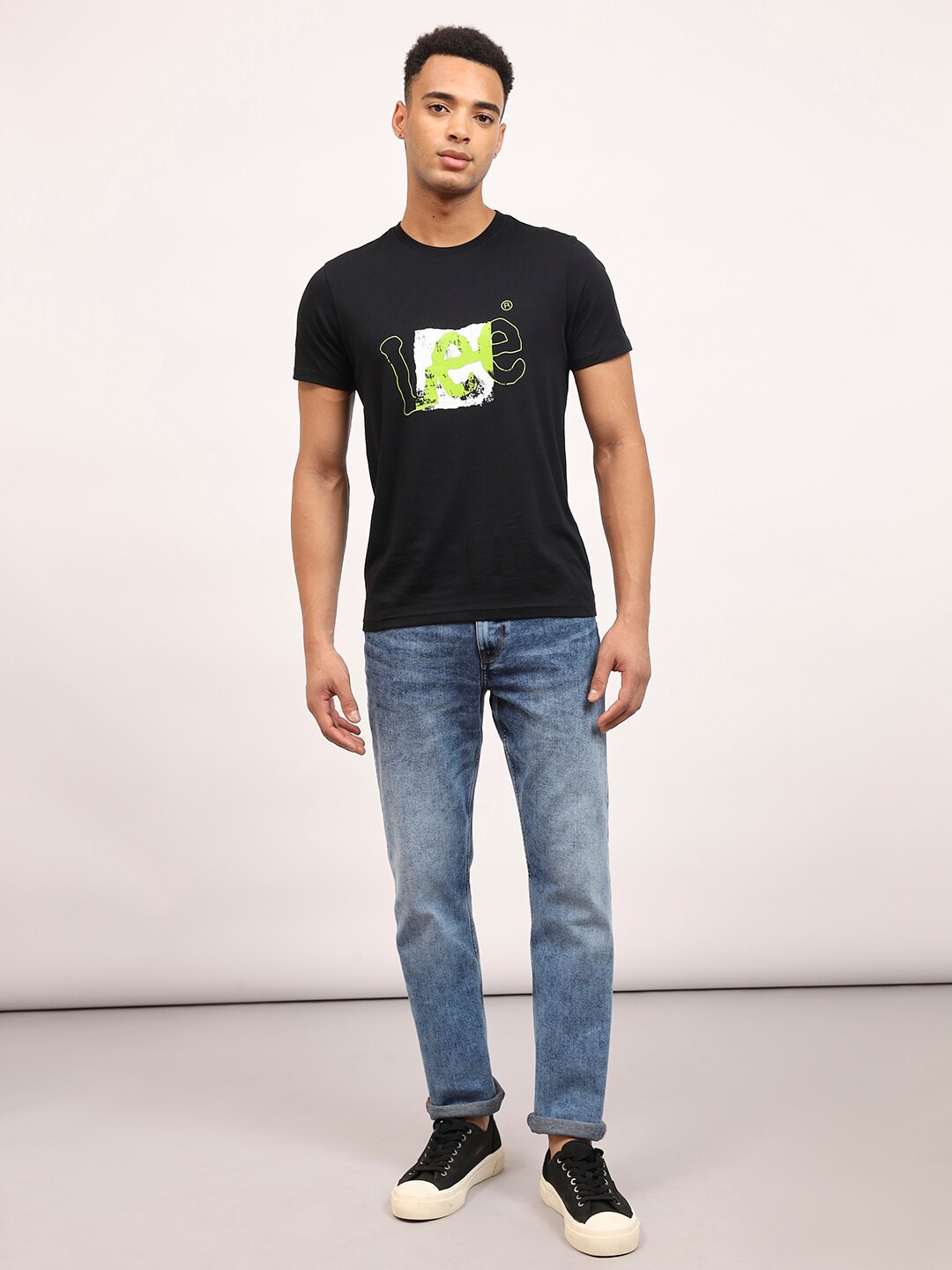 

Lee Graphic Printed Slim Fit Cotton T-Shirt, Black