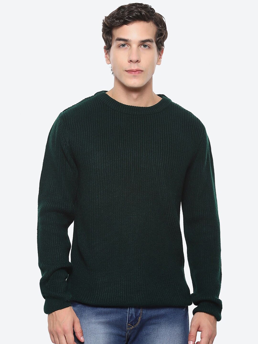 

2Bme Long Sleeves Round Neck Cotton Pullover, Green