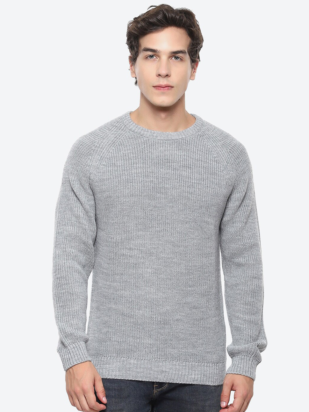 

2Bme Long Sleeves Round Neck Cotton Pullover, Grey