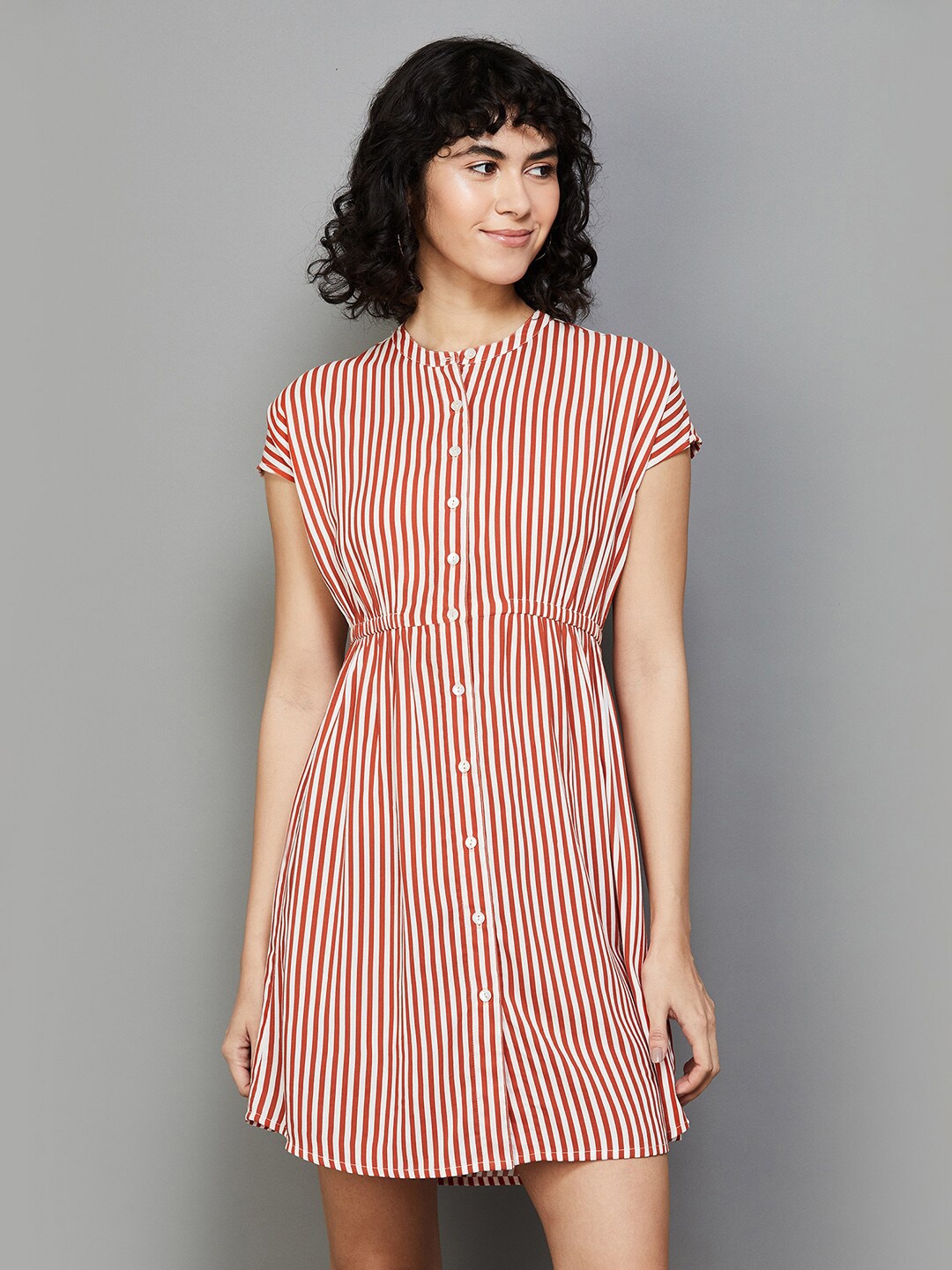 

Fame Forever by Lifestyle Striped Shirt Dress, Orange