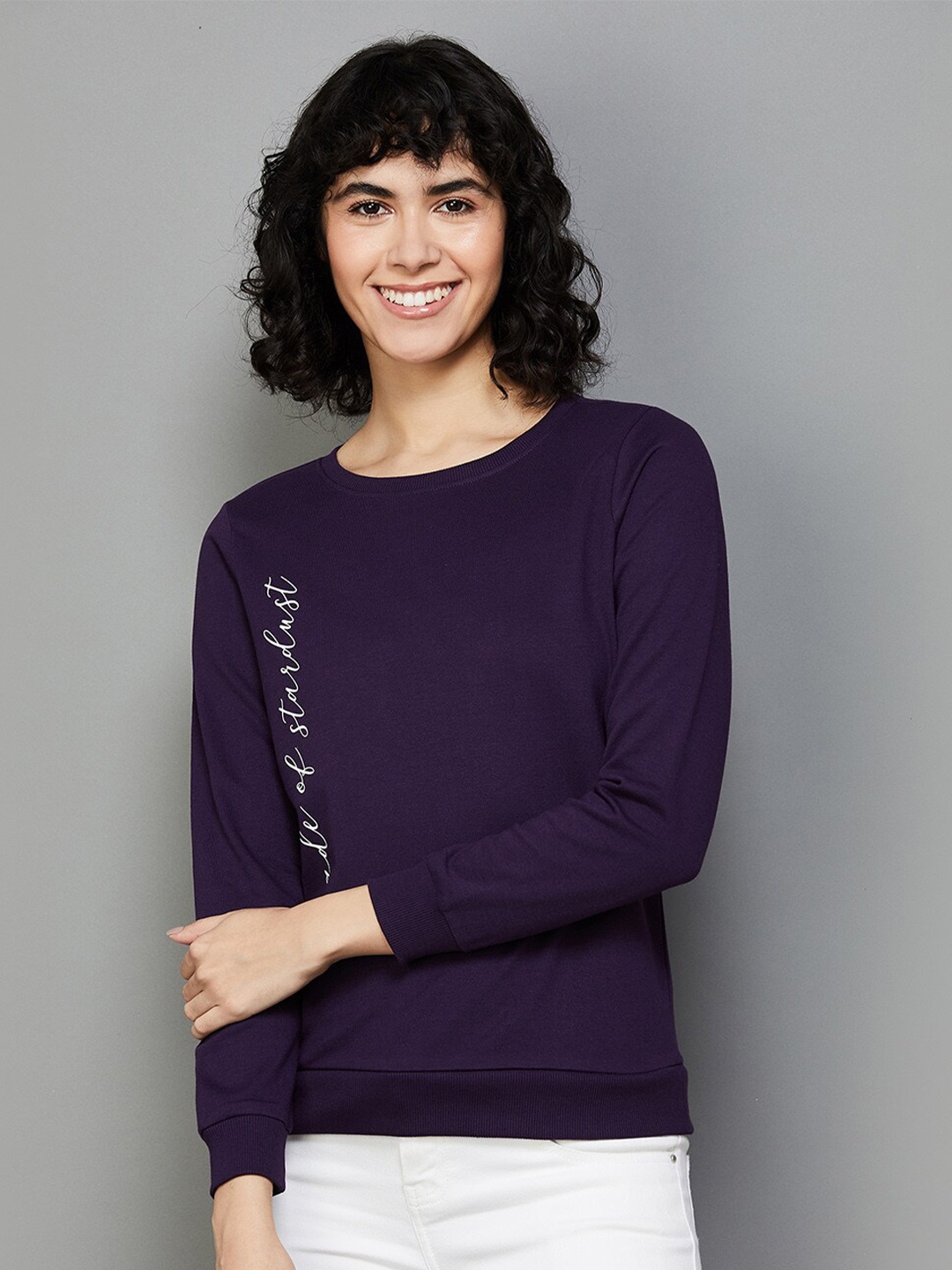 

Fame Forever by Lifestyle Typography Printed Cotton Sweatshirt, Violet