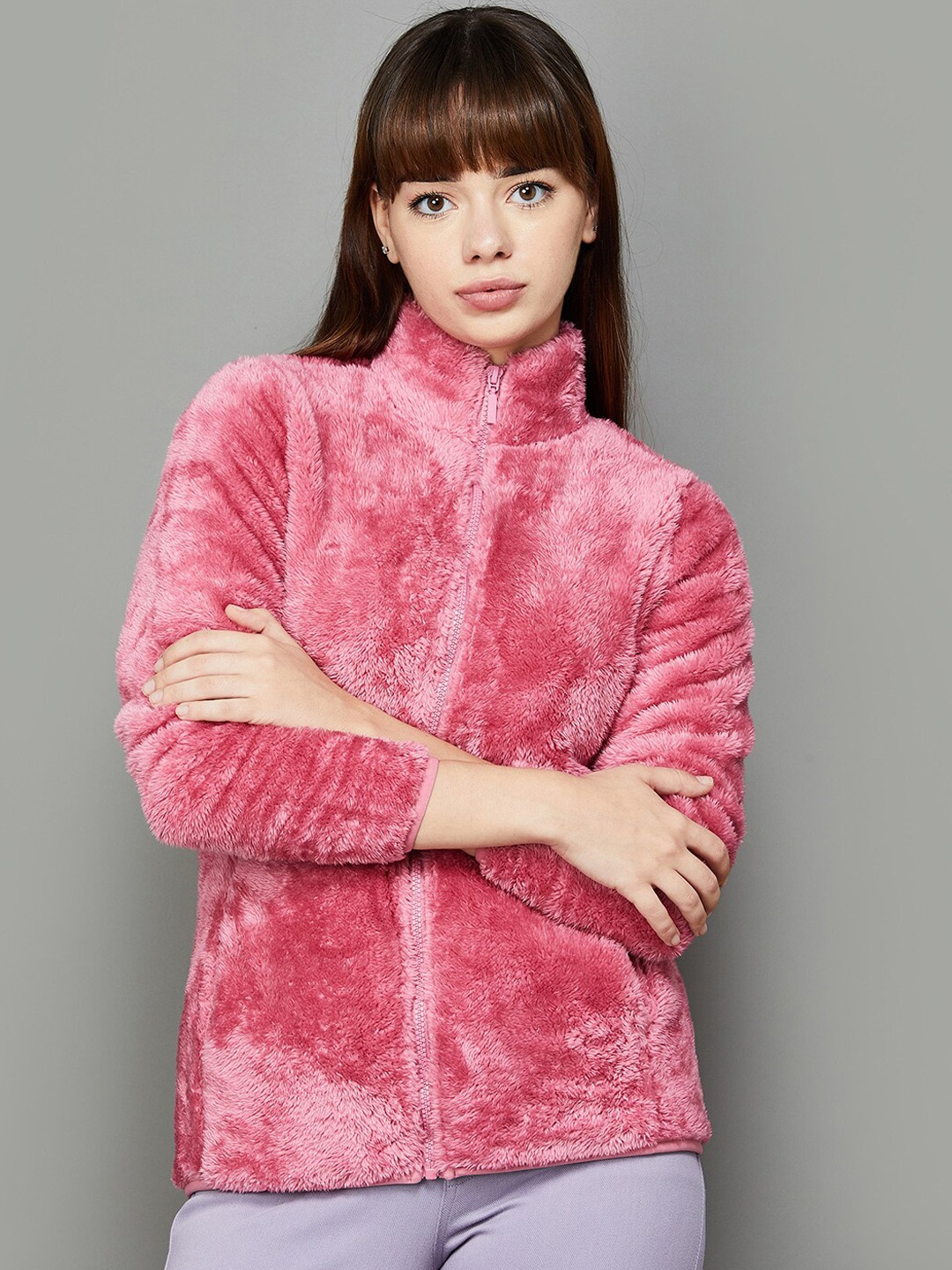 

Fame Forever by Lifestyle Mock Collar Padded Jacket, Pink