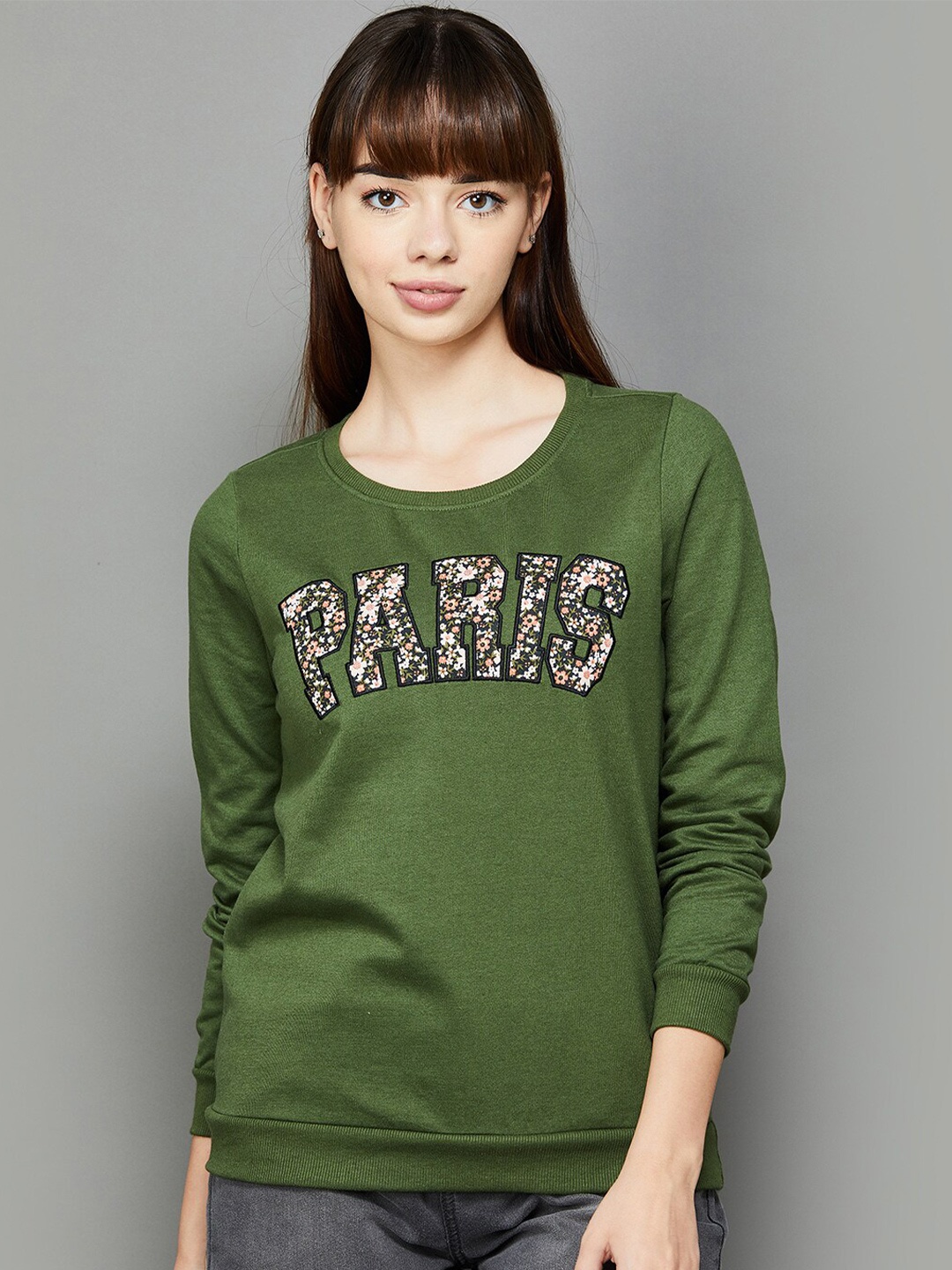 

Fame Forever by Lifestyle Typography Printed Cotton Sweatshirt, Olive