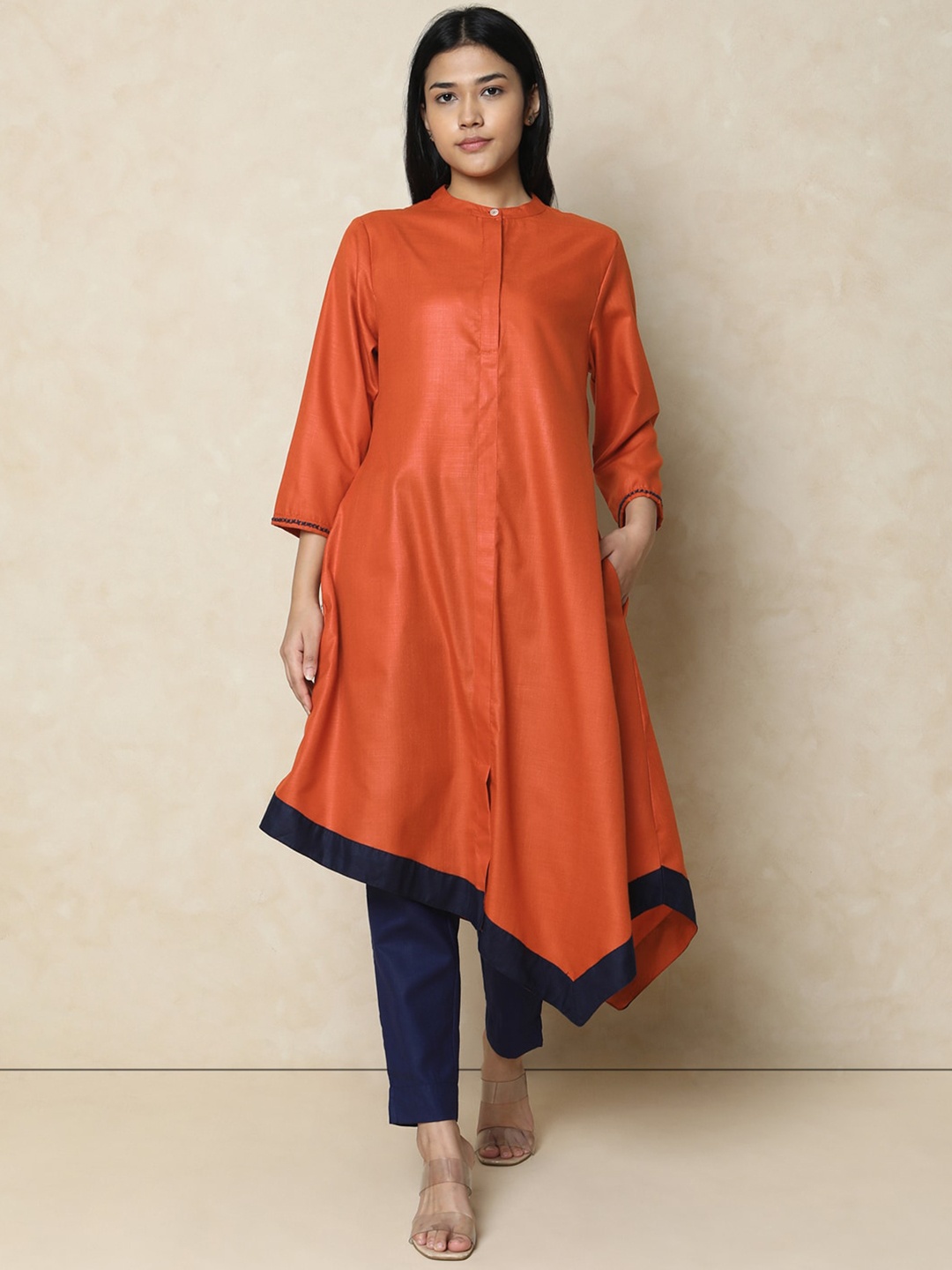 

Indifusion Asymmetric Flared Dress, Orange
