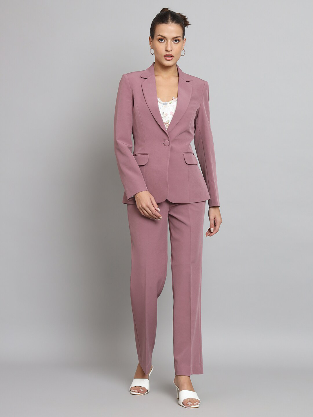 

PowerSutra Slim Fit Single Breasted Formal 2-Piece Suit, Pink
