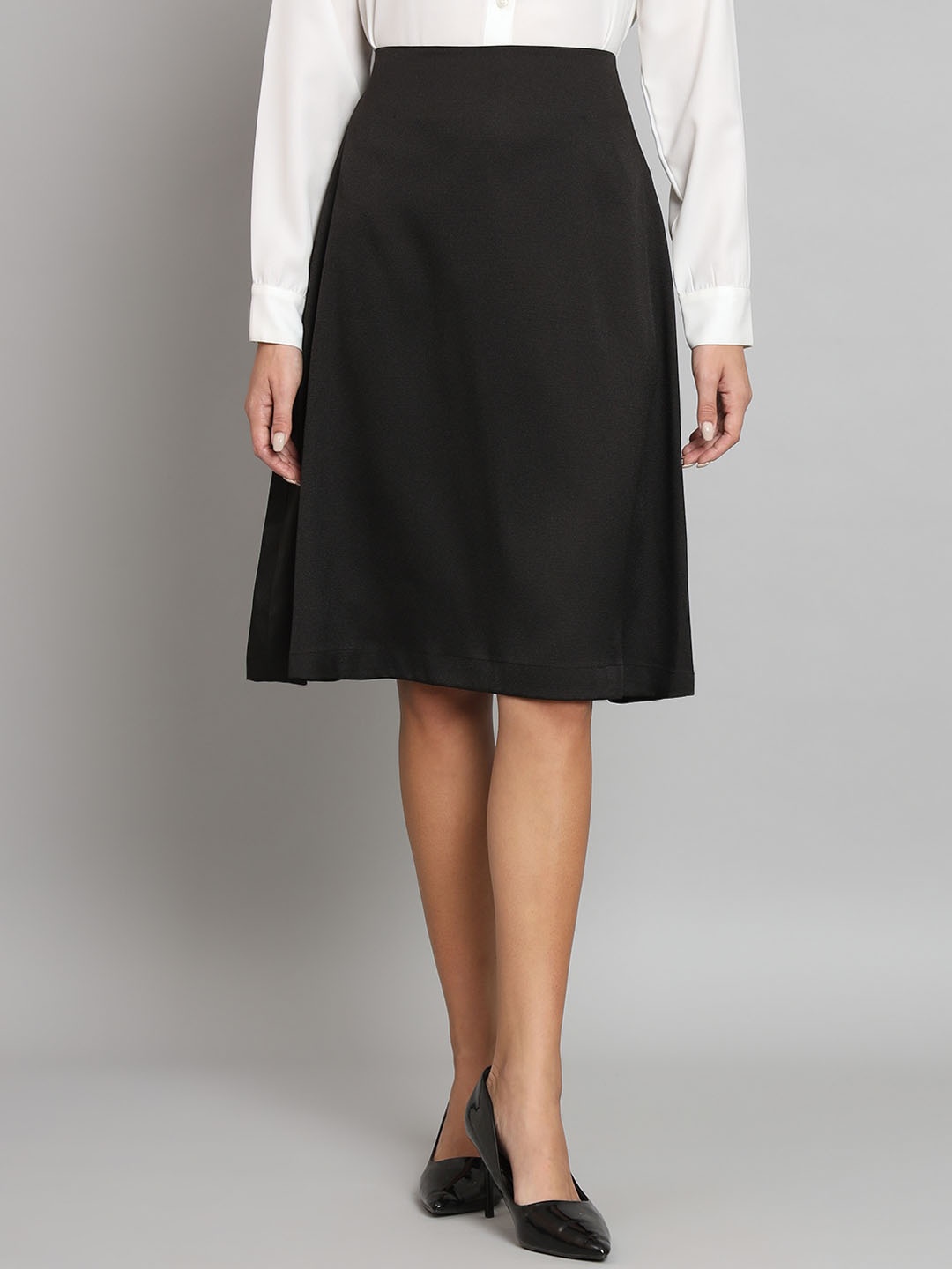 

PowerSutra A-Line Moss Midi Skirt, Black