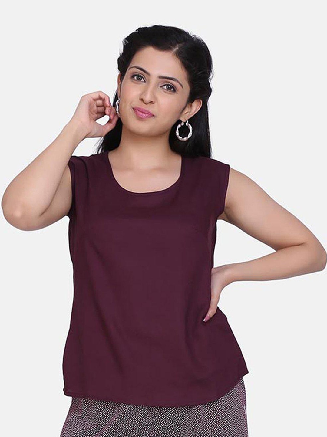 

PowerSutra Round Neck Sleeveless Top, Maroon