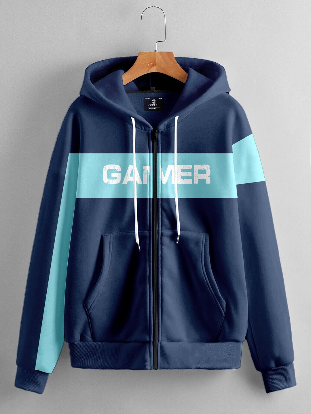 

CODEZ Boys Typography Printed Hooded Sweatshirt, Blue