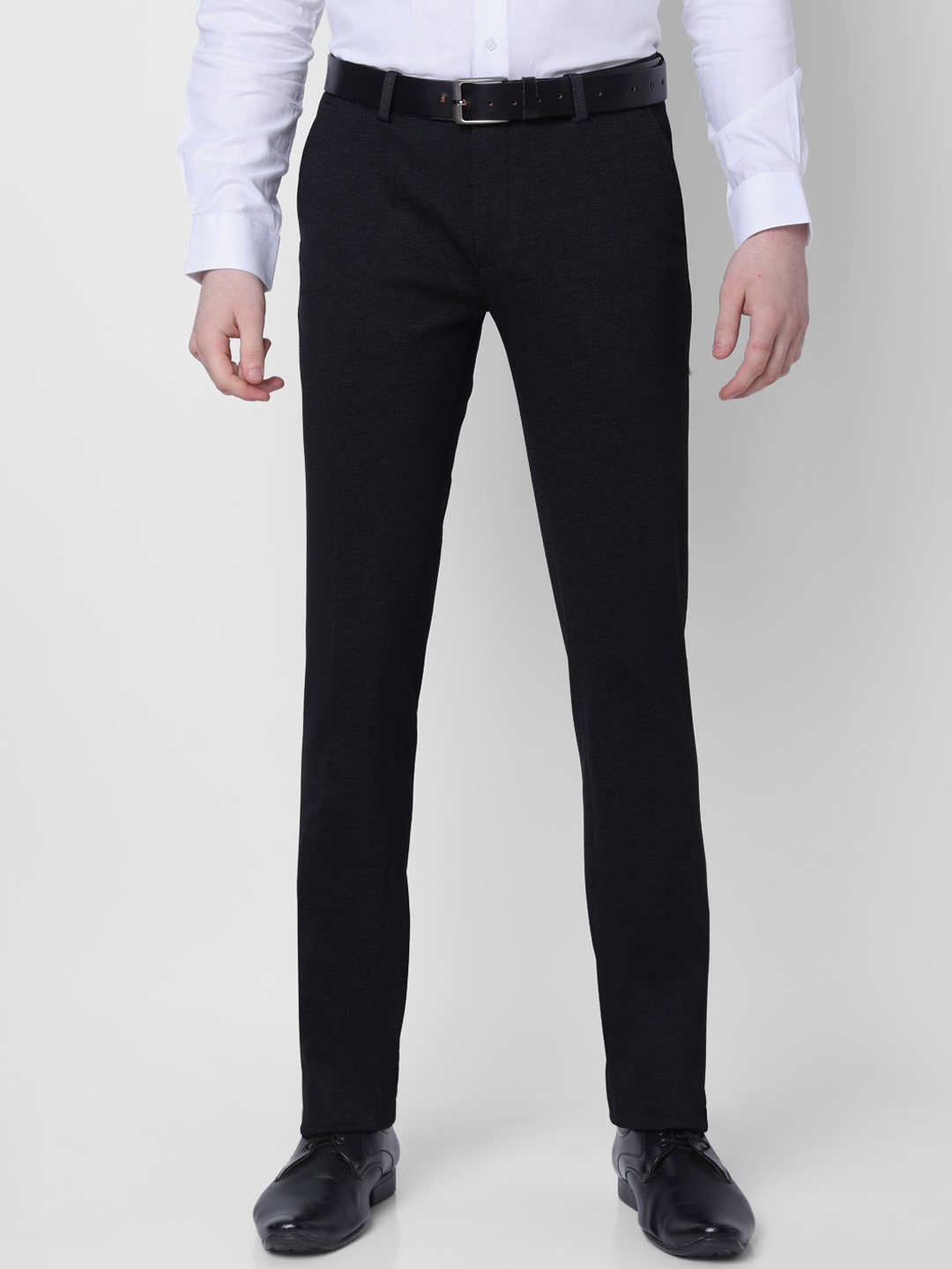 

J Hampstead Men Slim Fit Mid-Rise Formal Trousers, Black