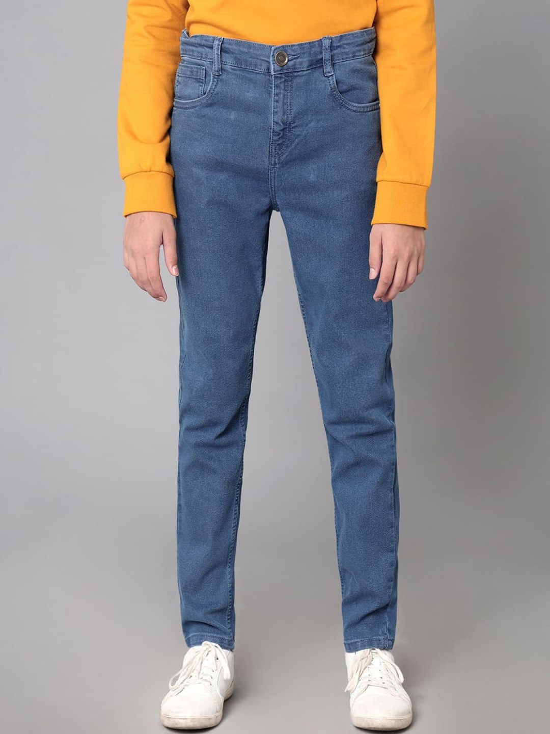 

UNDER FOURTEEN ONLY Boys Mid-Rise Slim Fit Clean Look Cotton Jeans, Blue