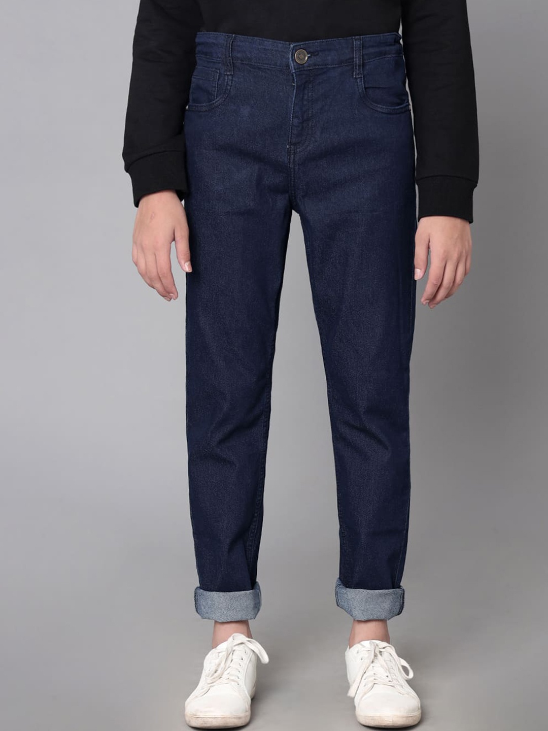 

UNDER FOURTEEN ONLY Boys Mid-Rise Slim Fit Clean Look Cotton Jeans, Navy blue