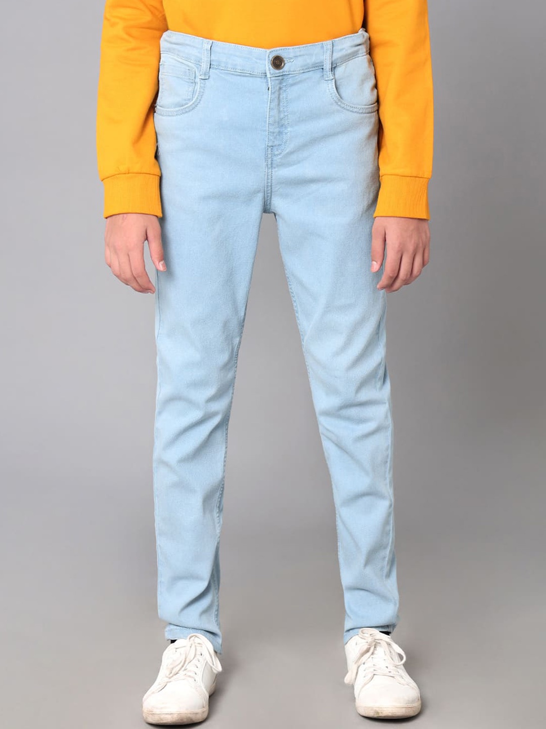 

UNDER FOURTEEN ONLY Boys Mid-Rise Slim Fit Clean Look Cotton Jeans, Blue
