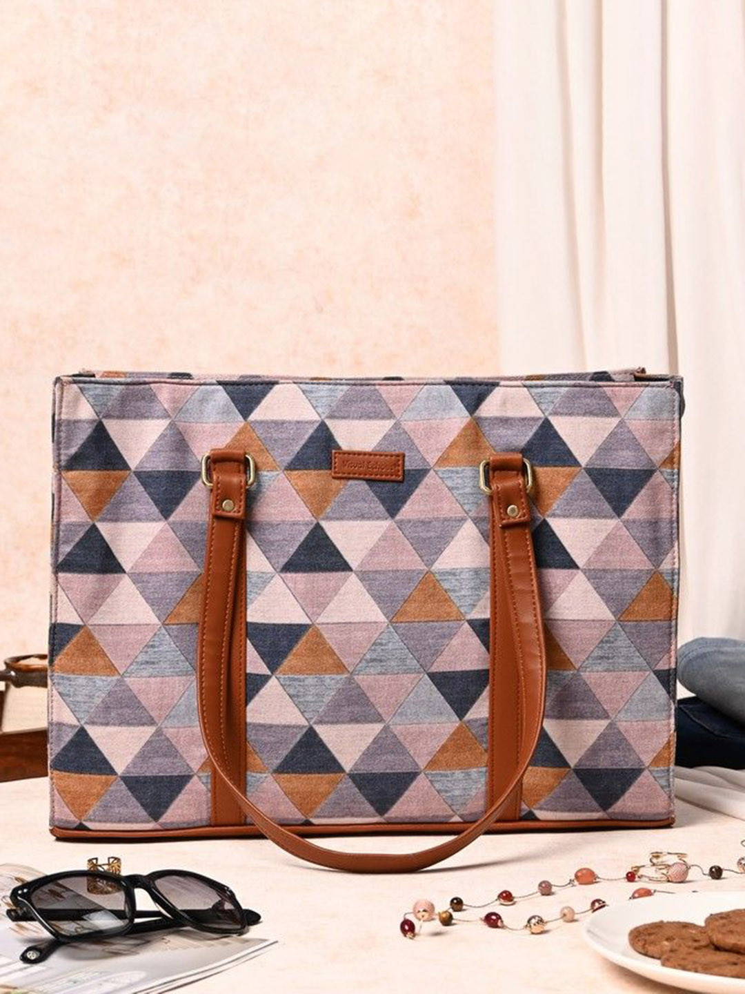 

Visual Echoes Geometric Printed Shopper Shoulder Bag, Navy blue
