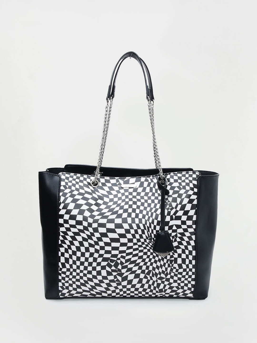 

Ginger by Lifestyle Oversized Checked Shopper Shoulder Bag, Black