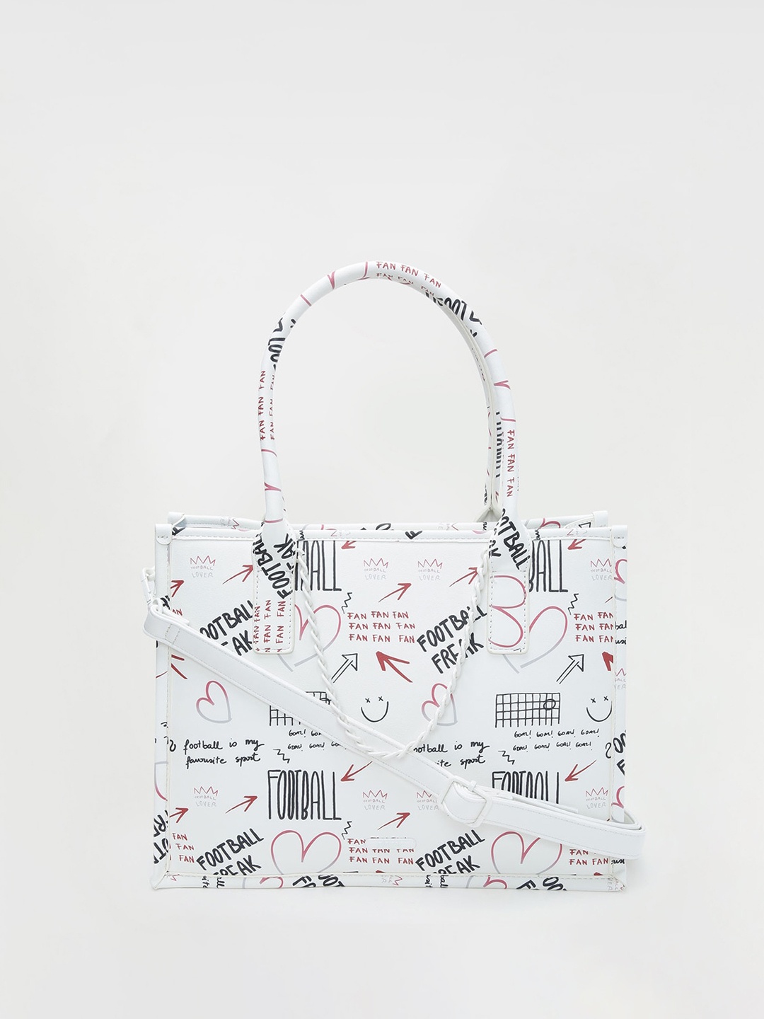 

Ginger by Lifestyle Typography Printed Structured Shoulder Bag, White