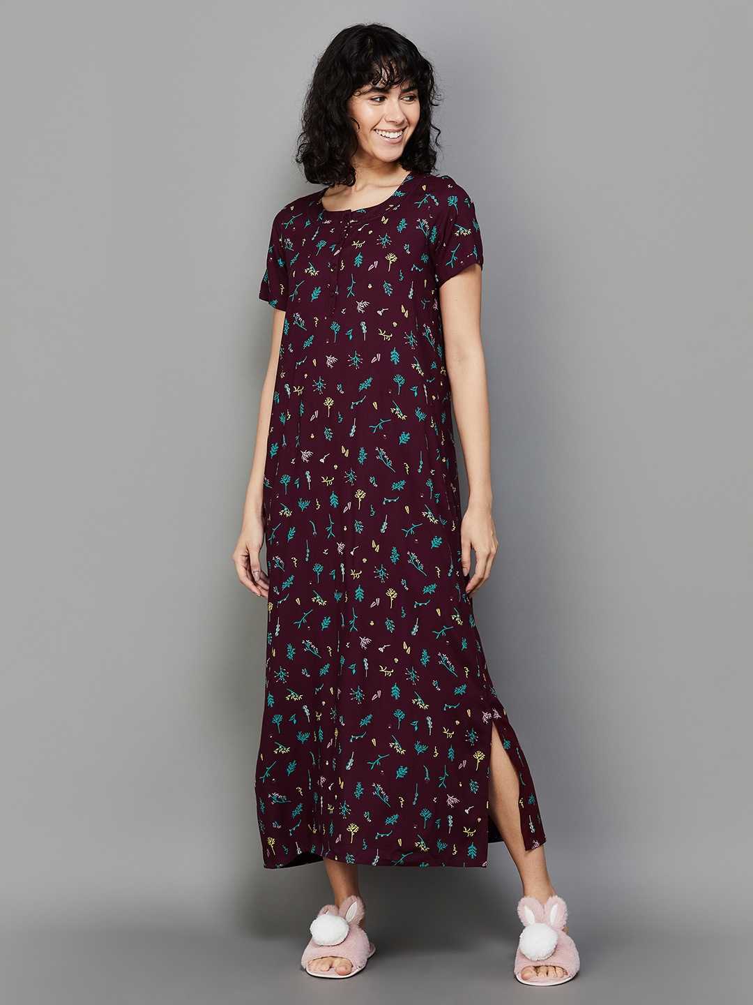 

Ginger by Lifestyle Floral Printed A-Line Maxi Dress, Maroon