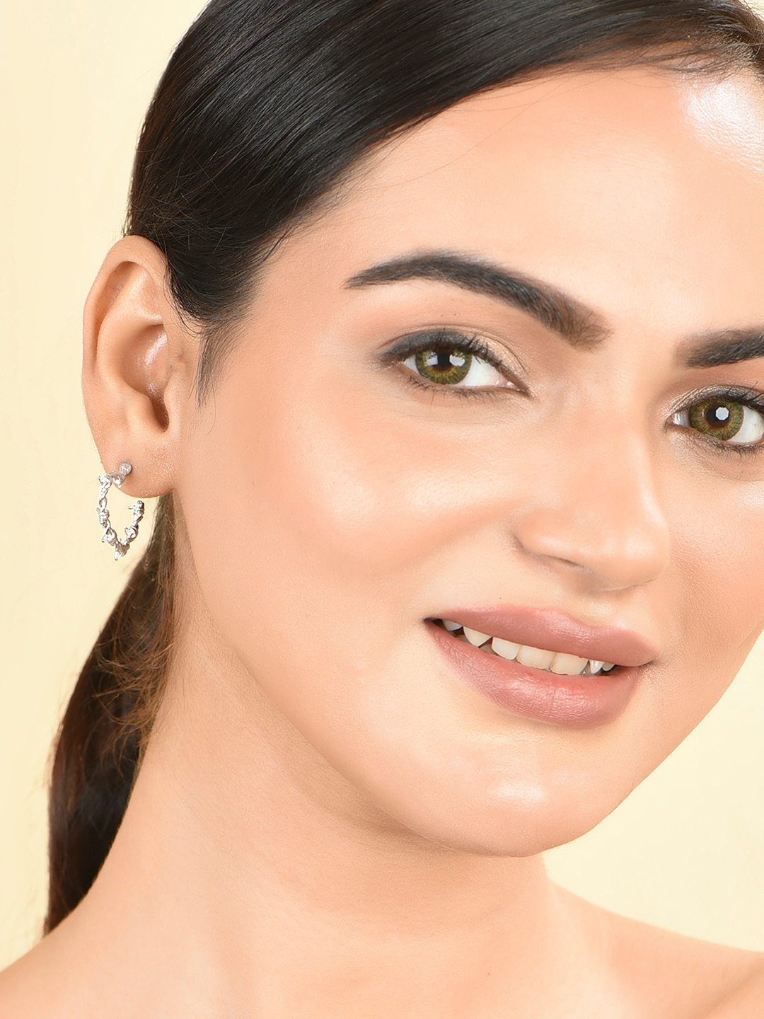 

ToniQ Rhodium-Plated Circular Half Hoop Earrings, Silver