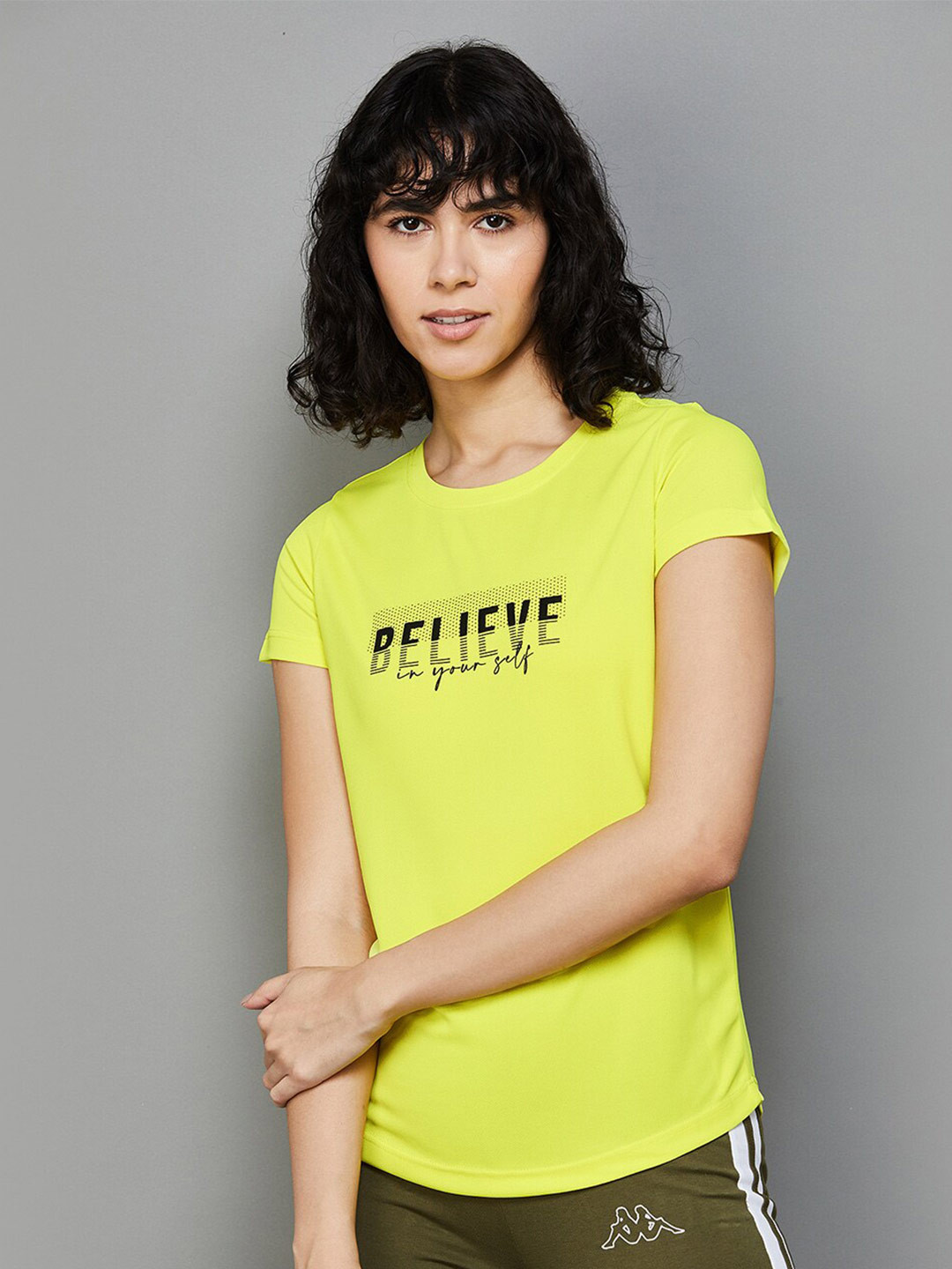 

Kappa Typography Printed Casual T-shirt, Yellow