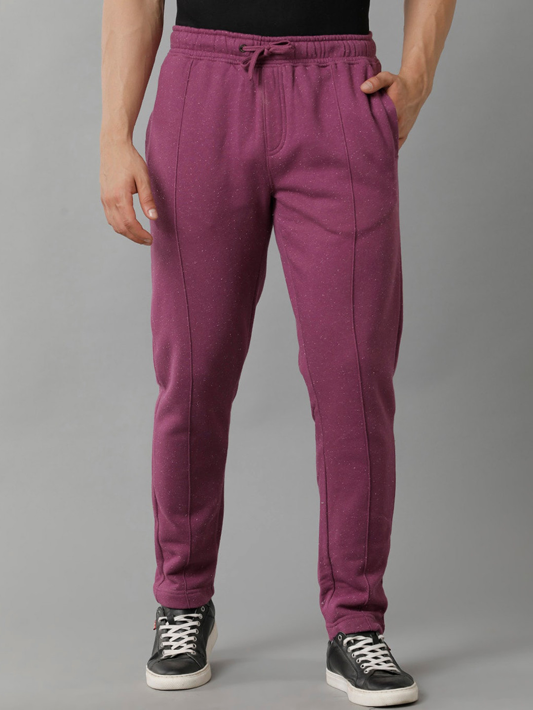 

Voi Jeans Men Mid-Rise Cotton Track Pants, Purple