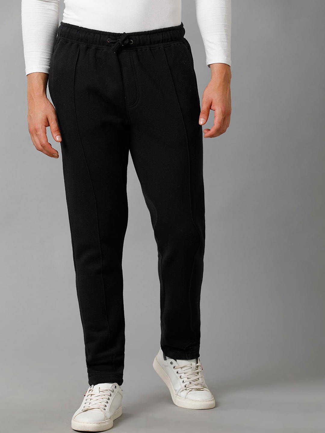 

Voi Jeans Men Mid-Rise Cotton Track Pants, Black
