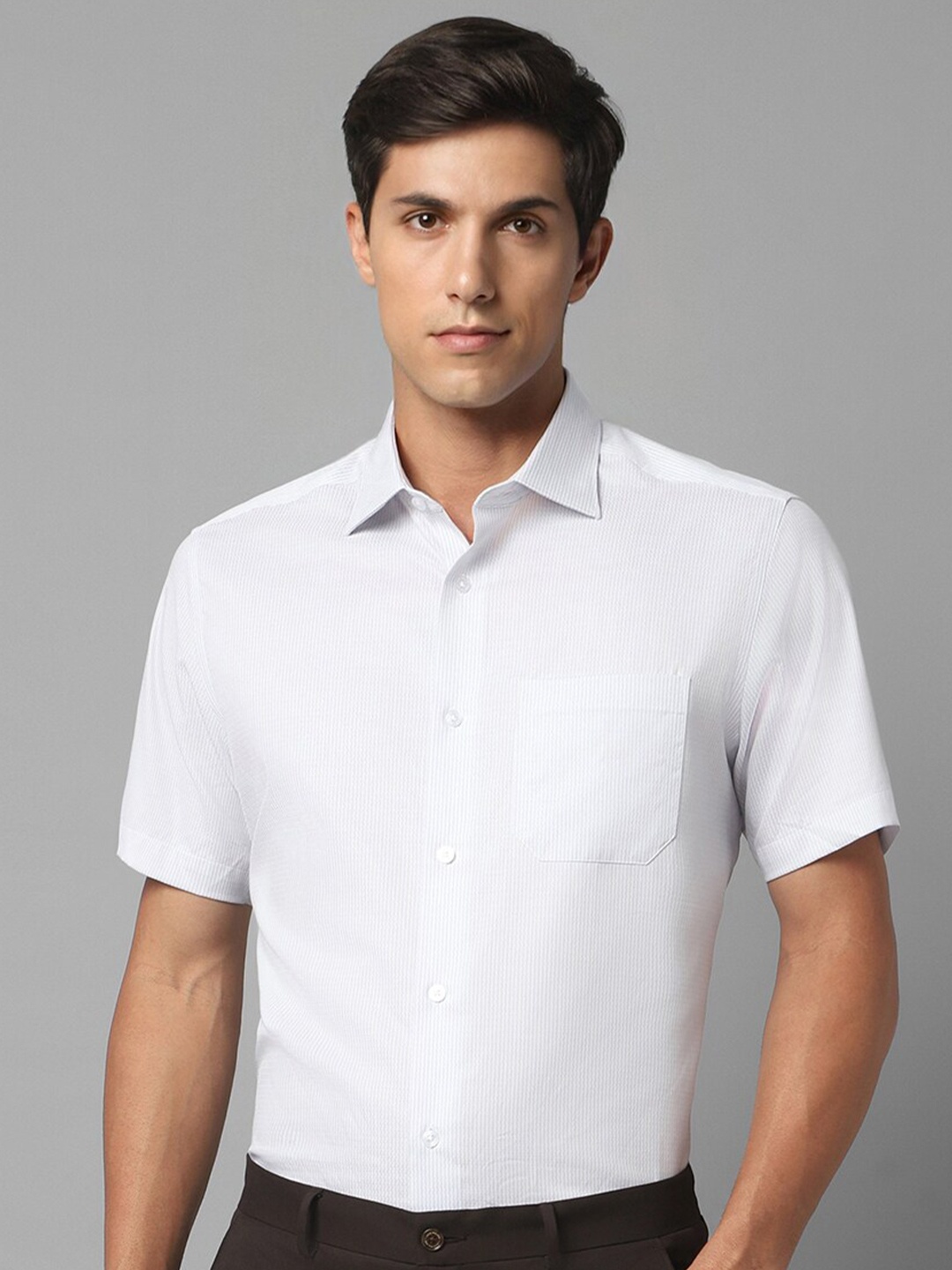 

Louis Philippe Classic Vertical Stripes Cotton Formal Shirt, White