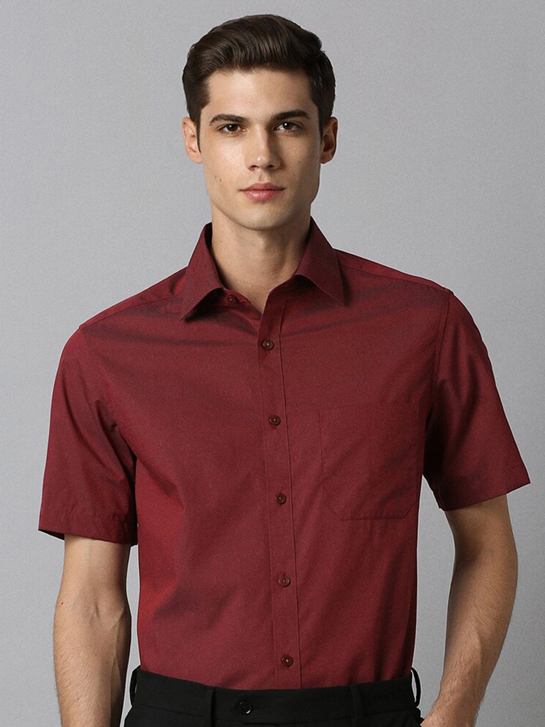 

Louis Philippe Classic Fit Pure Cotton Formal Shirt, Maroon