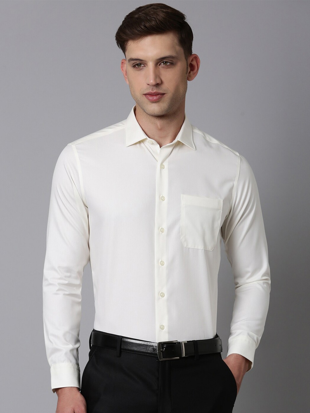 

Louis Philippe Slim Fit Pure Cotton Formal Shirt, Cream