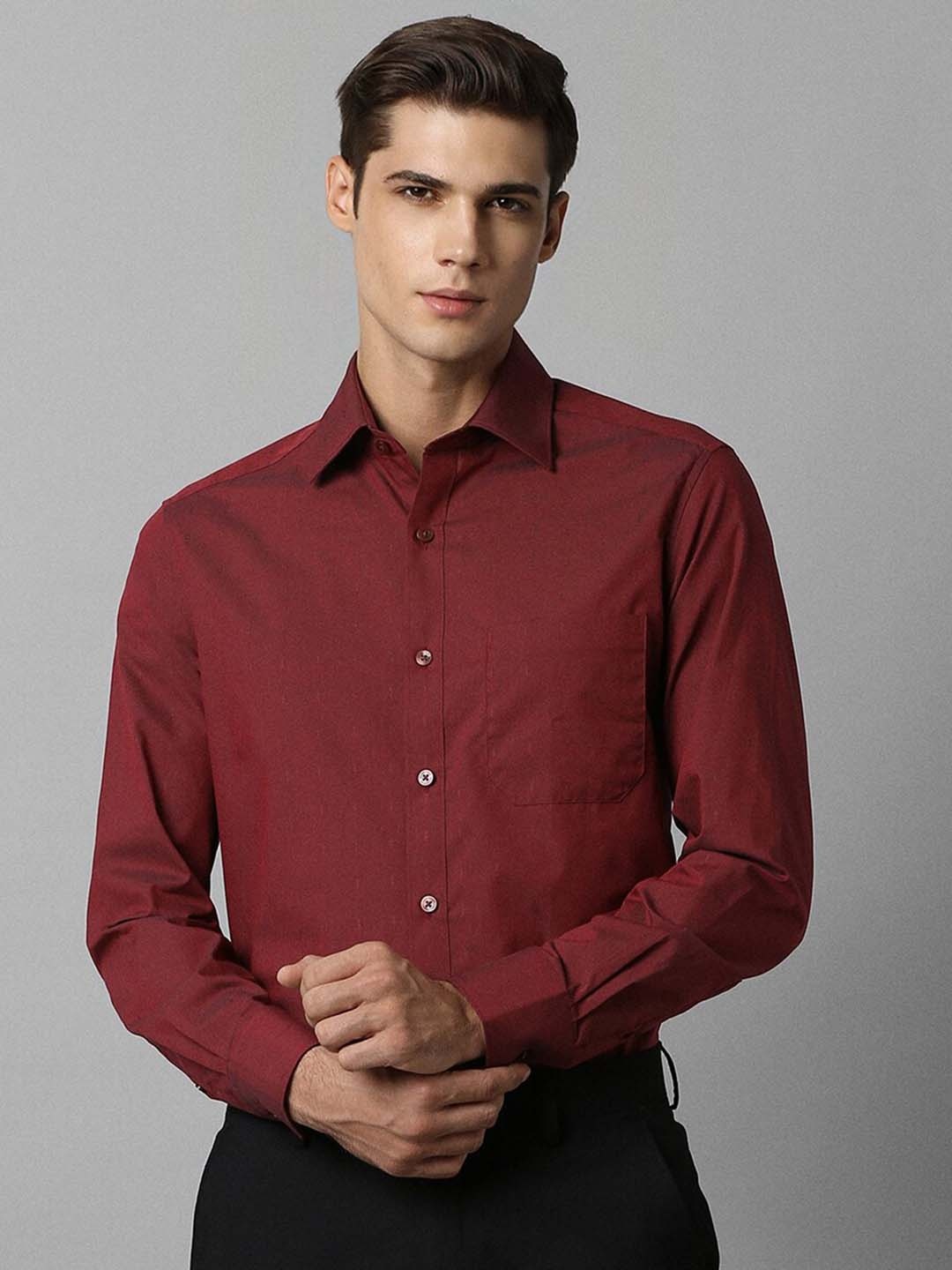 

Louis Philippe Classic Long Sleeves Pure Cotton Formal Shirt, Maroon