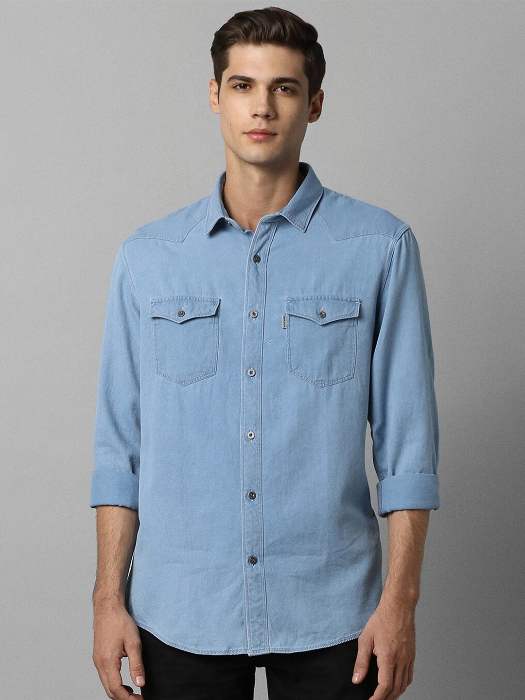 

Louis Philippe Jeans Slim Fit Pure Cotton Opaque Casual Shirt, Blue