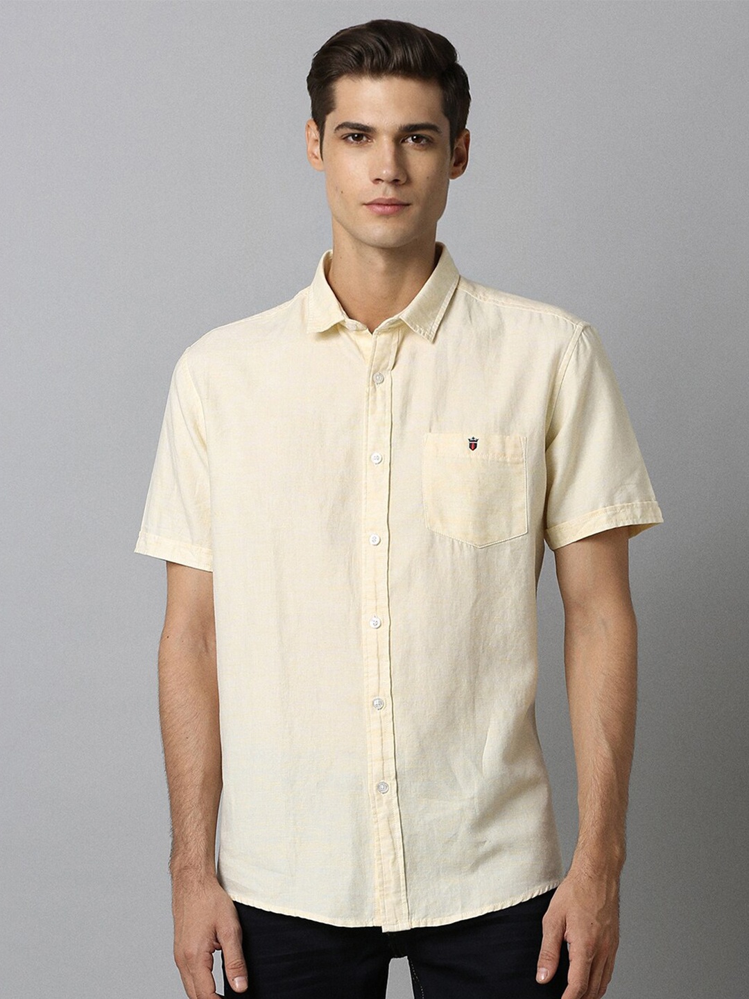 

Louis Philippe Jeans Slim Fit Cotton Linen Casual Shirt, Yellow